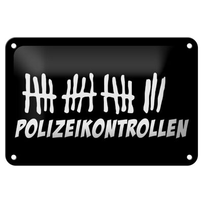 Targa in metallo con elenco controlli della polizia 18x12 cm, decorazione nera