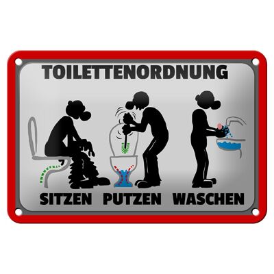 Blechschild Hinweis 18x12cm Toilettenordnung sitzen putzen Dekoration