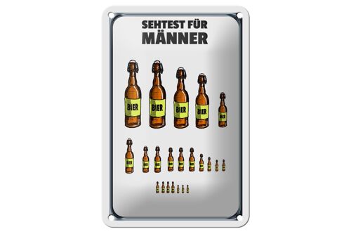 Blechschild Alkohol 12x18cm Sehtest für Männer Bierflaschen Dekoration
