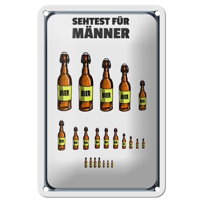 Blechschild Alkohol 12x18cm Sehtest für Männer Bierflaschen Dekoration