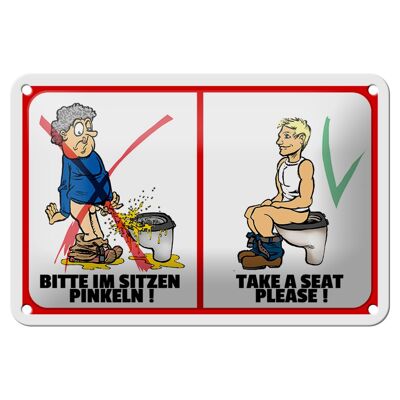 Metal sign notice 18x12cm Please pee sitting down decoration