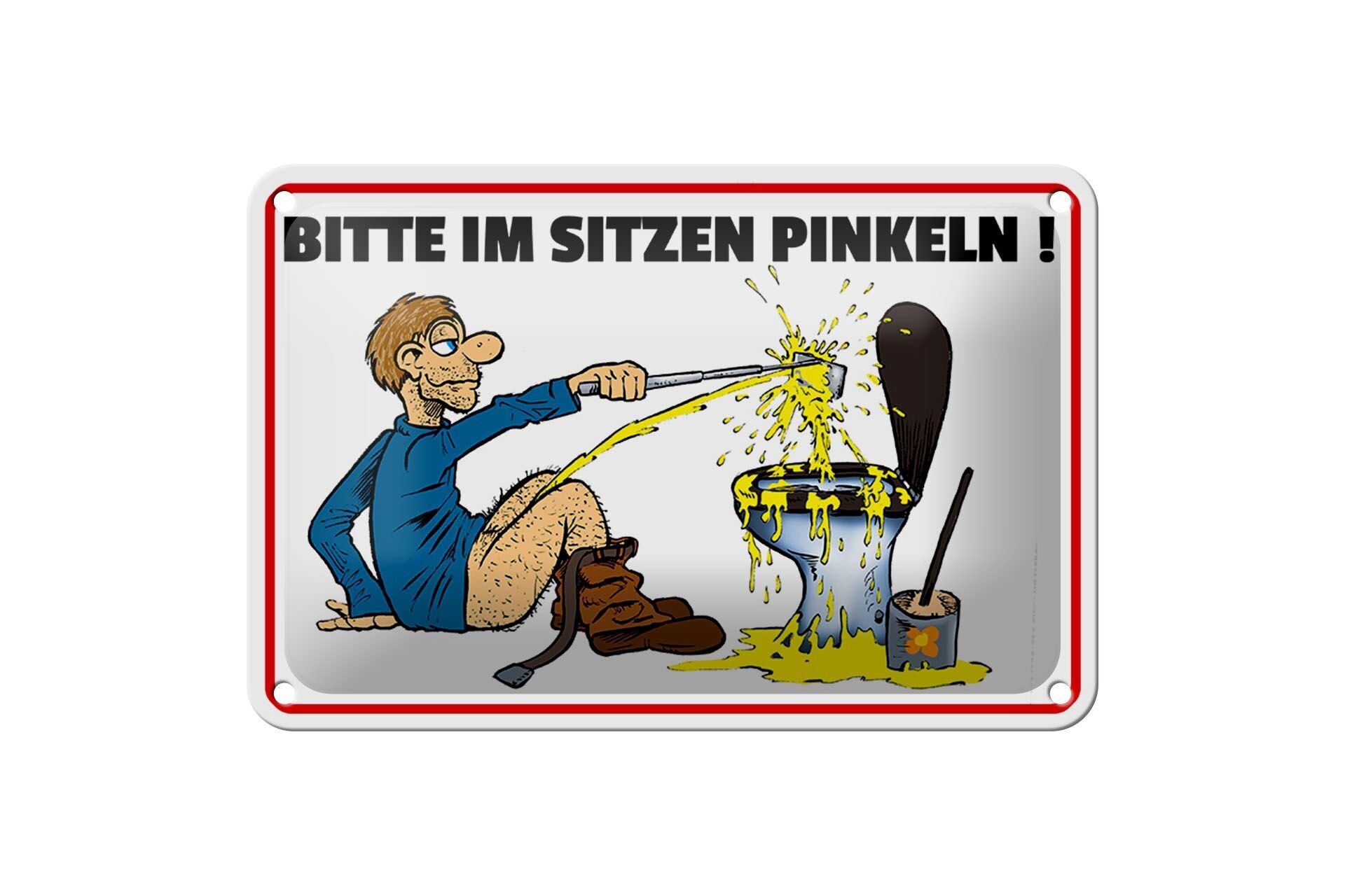 Targa in metallo con nota 18x12 cm Si prega di sedersi sull'uomo pipì sul pavimento