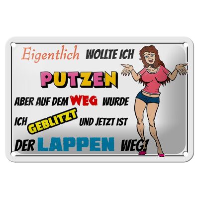 Blechschild Spruch 18x12cm eigentlich wollte ich putzen Dekoration