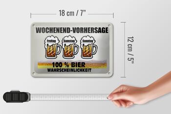 Panneau en étain alcool 18x12cm, prévisions du week-end, décoration 100% bière 5
