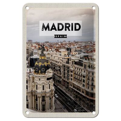 Blechschild Reise 12x18cm Madrid Spanien Reiseziel Architektur Schild