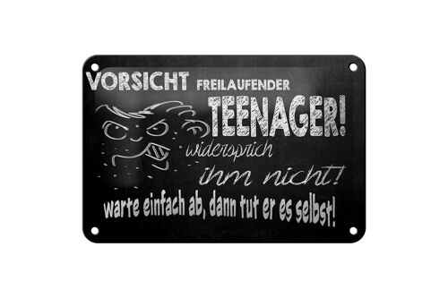 Blechschild Spruch 18x12cm Vorsicht freilaufender Teenager Dekoration