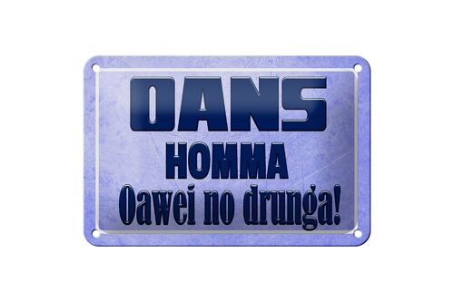 Blechschild Spruch 18x12cm Oans homma oawei no drunga Dekoration