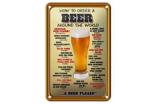 Blechschild Alkohol 12x18cm How to order a Beer please Dekoration
