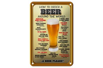 Plaque en tôle alcool 12x18cm Comment commander une bière s'il vous plaît décoration 1
