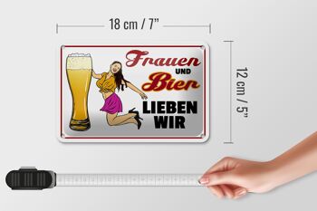 Panneau en étain avec inscription « Women and beer we love », 18x12 cm, décoration 5