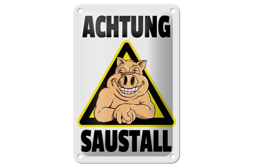 Blechschild Tiere 12x18cm Schwein Achtung Saustall Dekoration