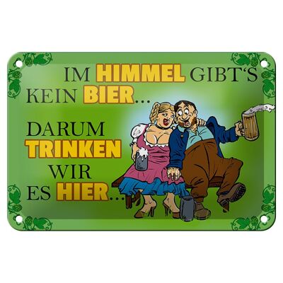 Tin sign saying 18x12cm There's no beer in heaven decoration