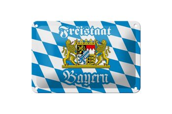 Panneau en étain Bavière 18x12cm, décoration des armoiries de l'État libre de Bavière 1