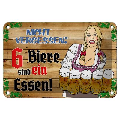 Tin sign alcohol 12x18cm 6 beers are a meal decoration