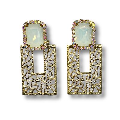 Klimt White and Gold Earrings