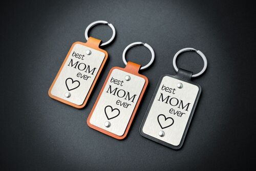 Leather Keychain – Best mom ever