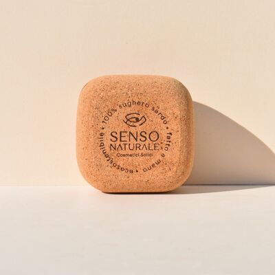 SQUARE Sardinian cork container for SHOWER FOAM and solid BODY OIL