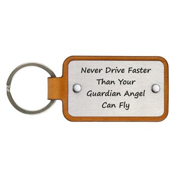Porte-clés en cuir – Ne conduisez jamais plus vite que votre ange gardien ne peut voler 3
