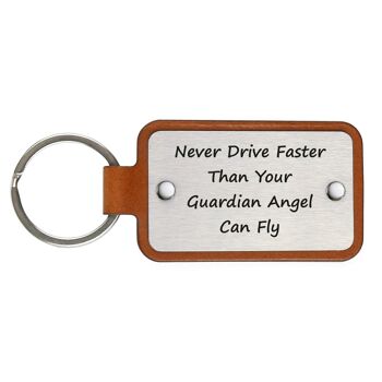 Porte-clés en cuir – Ne conduisez jamais plus vite que votre ange gardien ne peut voler 2