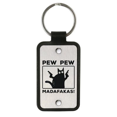 Leder-Schlüsselanhänger – Pew Pew Madafakas