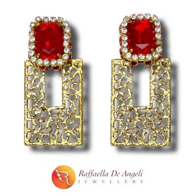 Klimt-Ohrringe in Rot und Gold