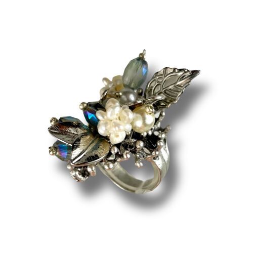Anello Bouquet 03 con Perle di Agata regolabile