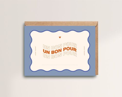 Carte de voeux "UN BON POUR..." avec enveloppe - Bon cadeau à personnaliser