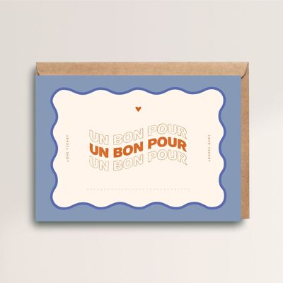 Carte de voeux "UN BON POUR..." avec enveloppe - Bon cadeau à personnaliser