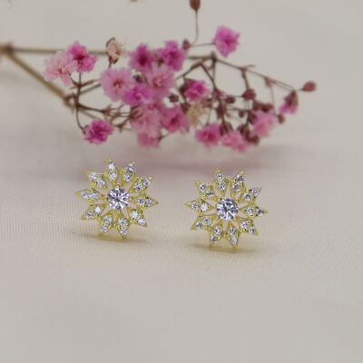 Stud earrings Tiara 925 silver gold plated