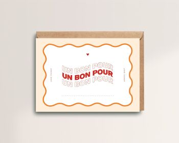 Carte de vœux " UN BON POUR..." avec enveloppe - Bon cadeau à personnaliser 1