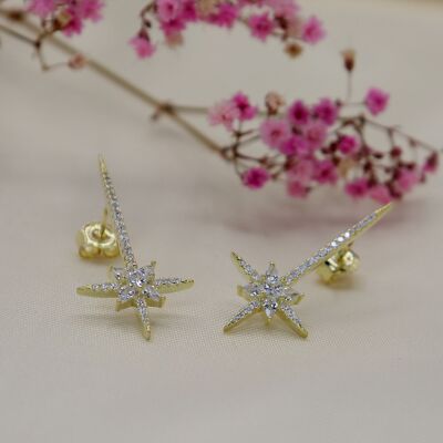 Boucles d'oreilles clous Estrelle Grande argent 925 plaqué or