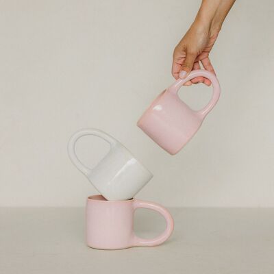 Grande maxi tazza in ceramica rosa fatta a mano