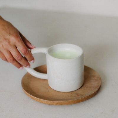 Large maxi mug beige snow ceramic handmade design