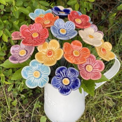 Flores de ciruelo de cerámica, Estaca de planta, Flores de ciruelo en tallo