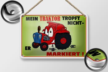 Plaque en tôle 18x12cm Le tracteur ne coule pas, il marque la décoration 2