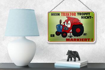 Plaque en tôle 18x12cm Le tracteur ne coule pas, il marque la décoration 4