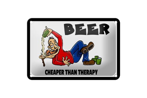 Blechschild Alkohol 18x12cm Beer cheaper than therapy Bier Dekoration