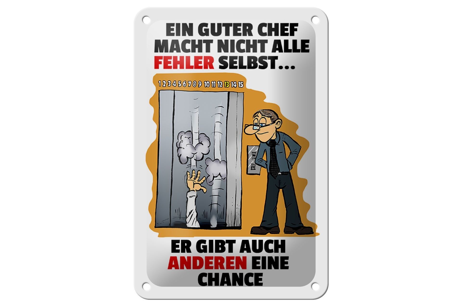 Targa in metallo con scritta 12x18 cm Buon capo, non commettere errori da solo