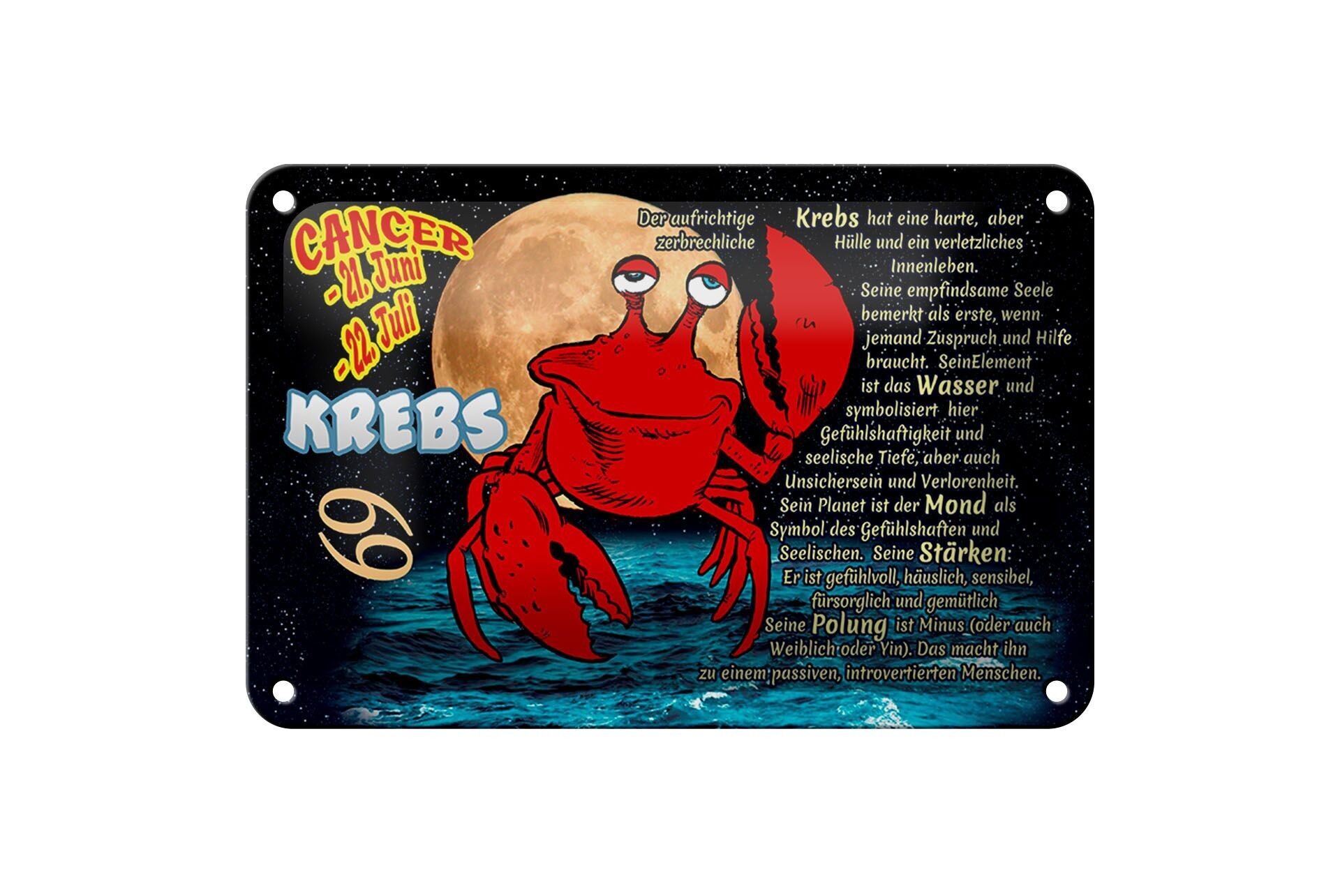 Targa in metallo Segno zodiacale 18x12 cm Cancro Pianeta Luna Decorazione