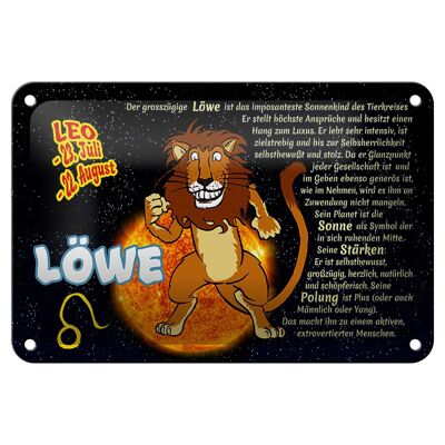Letrero de chapa signo del zodiaco 18x12cm león planeta sol decoración