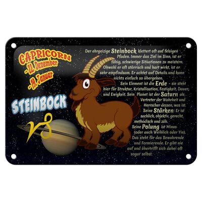 Tin sign zodiac 18x12cm Capricorn planet Saturn decoration