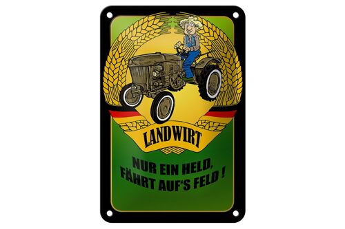 Blechschild Spruch 12x18cm Landwirt Nur ein Held fährt Dekoration