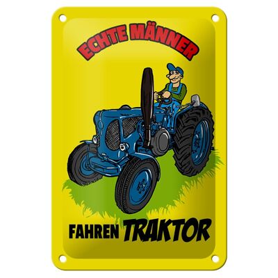 Targa in metallo con scritta "I veri uomini guidano il trattore" 12x18 cm