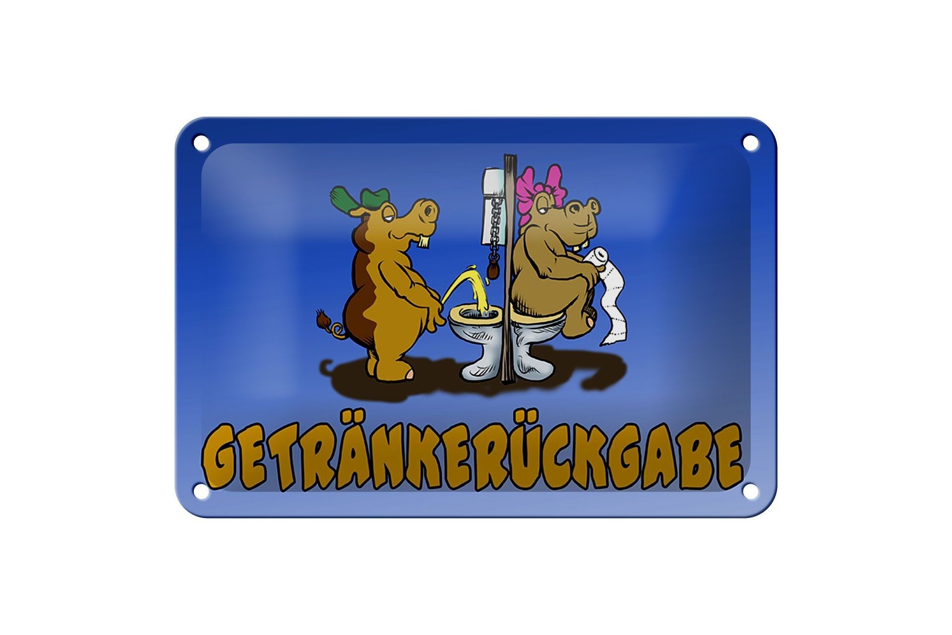 Cartel de chapa que dice señal de devolución de bebidas de 18x12 cm.