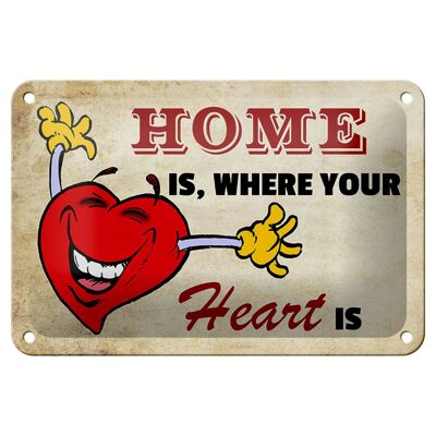 Cartel de chapa que dice 18x12cm El hogar es donde está tu corazón decoración