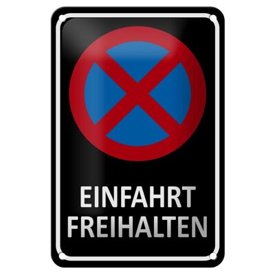 Metal sign notice 12x18cm keep driveway clear decoration