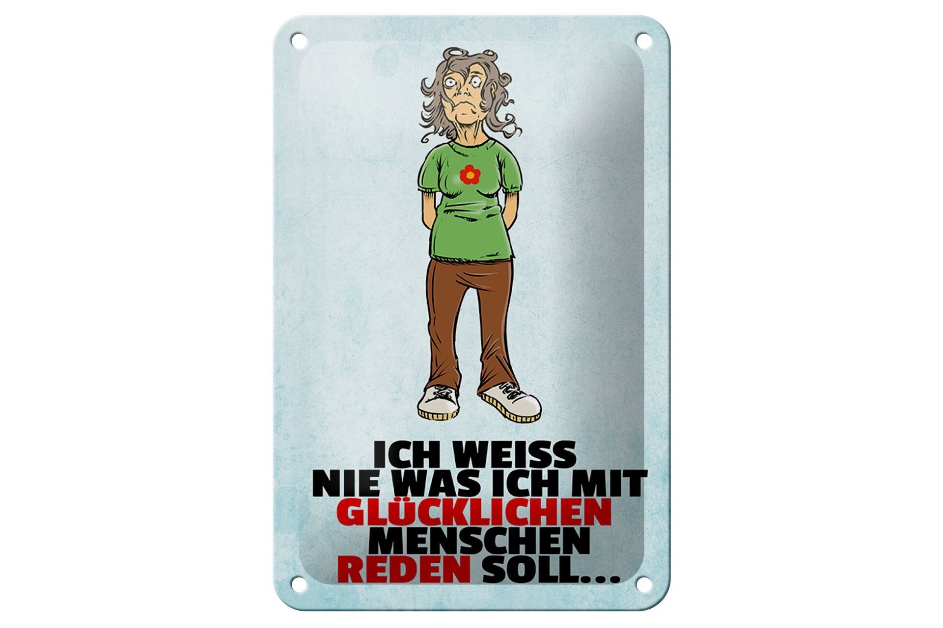 Targa in metallo con scritta 12x18 cm "Non sapere mai cosa fare con la decorazione felice".