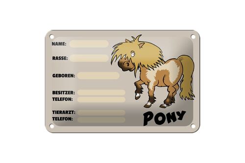 Blechschild Pony 18x12cm Tiere Name Rasse Besitzer geboren Dekoration