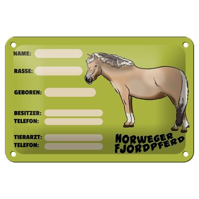 Cartel de chapa caballo 18x12cm Fiordo noruego caballo detalles nombre decoración