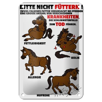 Cartel de chapa nota 12x18cm por favor no alimente a los caballos enfermos decoración